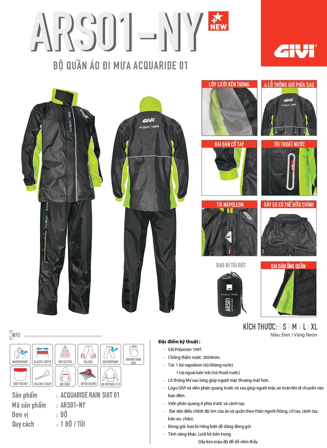 Áo mưa Givi Acquaride ARS01-NY - Ảnh 2